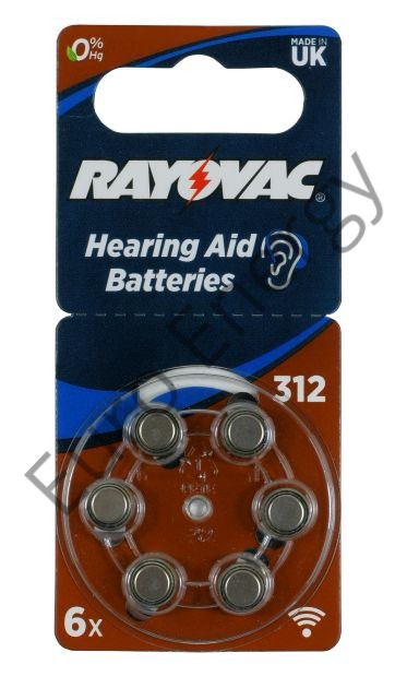 Rayovac 312AE Hearing Aid batteries (pack of 6)